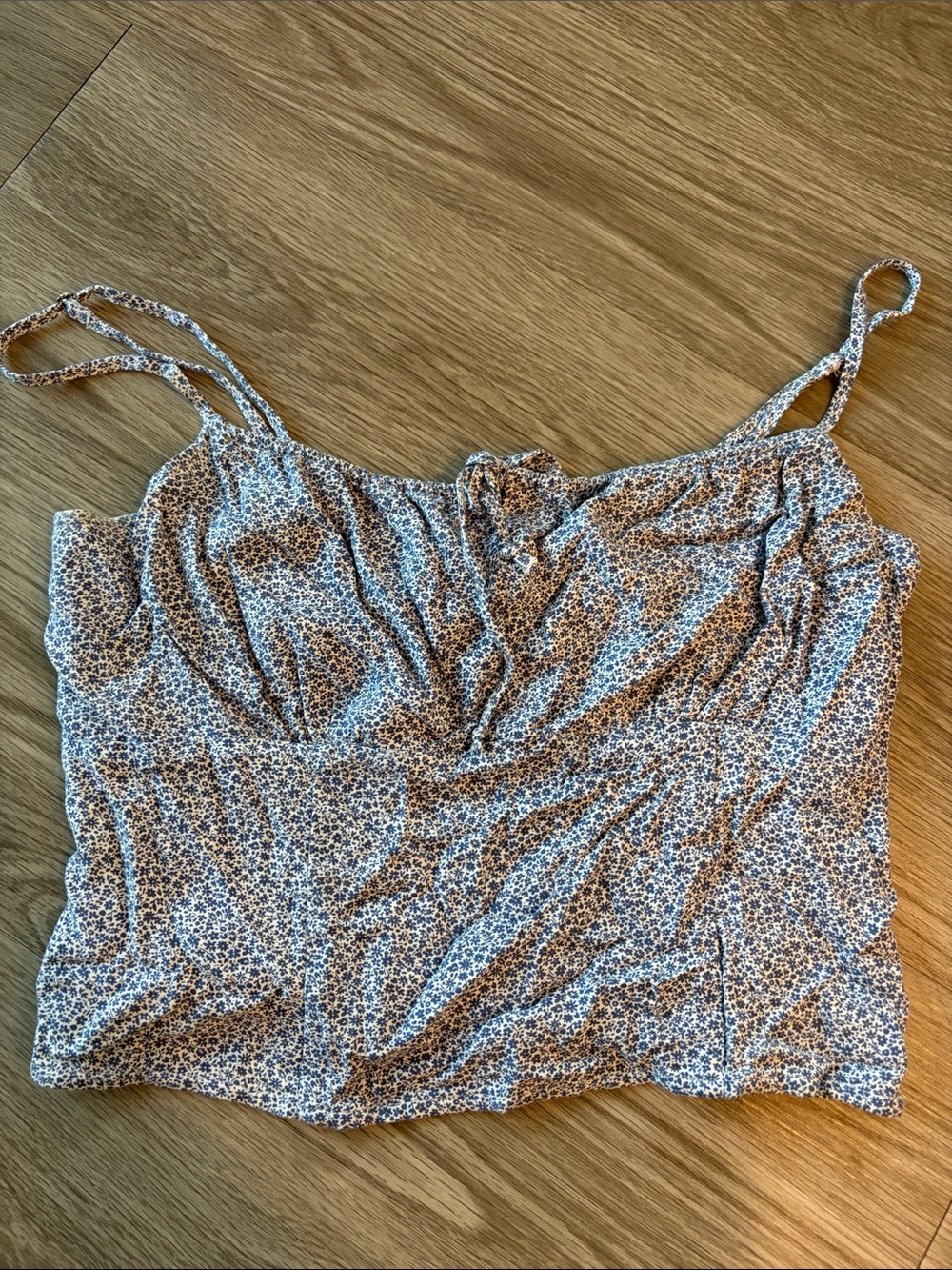 Abercrombie & Fitch Blue and White Floral Spaghetti Strap Top